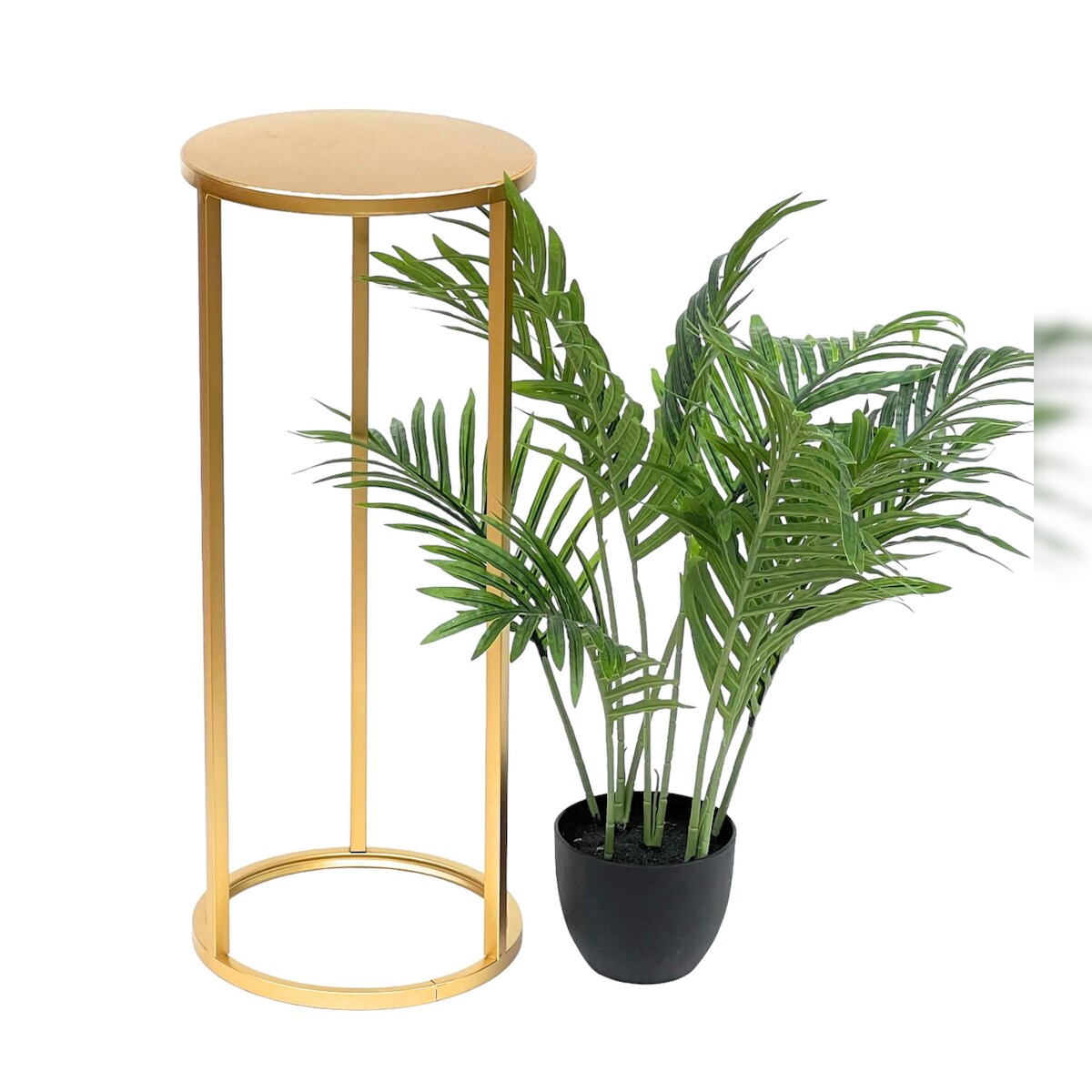 DanDiBo Blumenhocker Metall Gold Rund 60 cm Blumenständer Beistelltisch 96510 M Blumensäule Modern Pflanzenständer Pflanzenhocker Image