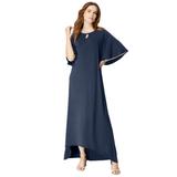 Plus Size Women's Keyhole Hi-Low Midi Dress by Roaman's in Navy (Size 14/16)