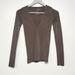 Free People Tops | Free People Intimately V Neck Long Sleeve Shimmery Top Women's Size Small | Color: Brown | Size: S