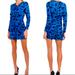 Zara Dresses | Nwt Zara Floral Ruched Long Sleeve Cocktail Mini Dress Medium | Color: Blue/Purple | Size: M