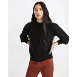Madewell Sweaters | Madewell Eaton Puff-Sleeve Pullover Sweater Black Sparkly Fuzzy Cropped | Color: Black/Silver | Size: M