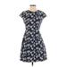 Gap Casual Dress - Fit & Flare: Blue Floral Motif Dresses - Women's Size 0