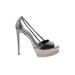 Pour La Victoire Heels: Slip-on Stiletto Chic Gray Print Shoes - Women's Size 9 1/2 - Peep Toe