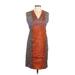 Peter Pilotto Casual Dress - Sheath V-Neck Sleeveless: Orange Dresses - Women's Size 10