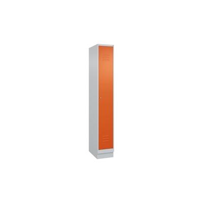 C+P Spind Classic PLUS, Sockel, 1 Abteil, HxBxT 195x30x50cm, Zylinderschloss, Hellgrau/Reinorange von PROREGAL Image