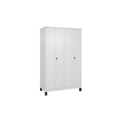 C+P Doppel-Spind Classic PLUS, Füßen, 4 Abteile, HxBxT 195x120x50cm, Sicherheitsdrehriegel, Verkehrsweiß von PROREGAL Image