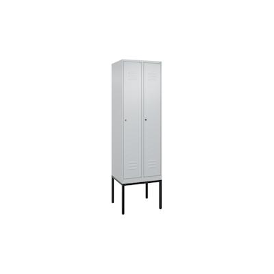 C+P Spind Classic PLUS, Gestell, 2 Abteile, HxBxT 212x60x50cm, Zylinderschloss, Hellgrau/Hellgrau von PROREGAL Image