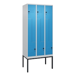 C+P Z-Spind Classic PLUS, Gestell, 6 Abteile, HxBxT 212x90x50cm, Sicherheitsdrehriegel, Hellgrau/Lichtblau von PROREGAL Image