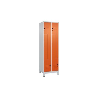 C+P Z-Spind Classic PLUS, Füßen, 4 Abteile, HxBxT 195x60x50cm, Sicherheitsdrehriegel, Hellgrau/Reinorange von PROREGAL Image