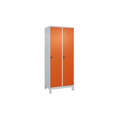 C+P Spind Classic PLUS, Füßen, 2 Abteile, HxBxT 195x80x50cm, Sicherheitsdrehriegel, Hellgrau/Reinorange von PROREGAL Image