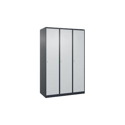 C+P Spind Classic PLUS, 3 Abteile, HxBxT 185x120x50cm, Zylinderschloss, Anthrazit/Hellgrau von PROREGAL Image