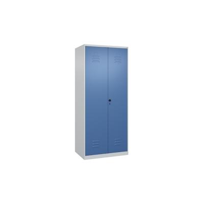 C+P Doppel-Spind Classic PLUS, 2 Abteile, HxBxT 185x80x50cm, Sicherheitsdrehriegel, Hellgrau/Fernblau von PROREGAL Image