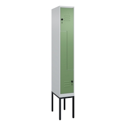 C+P Z-Spind Classic PLUS, Gestell, 2 Abteile, HxBxT 212x30x50cm, Sicherheitsdrehriegel, Hellgrau/Resedagrün von PROREGAL Image