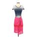 BCBGMAXAZRIA Casual Dress - Sheath Scoop Neck Short sleeves: Pink Stripes Dresses - Women's Size X-Small