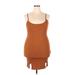 Shein Casual Dress - Bodycon Scoop Neck Sleeveless: Brown Print Dresses - Women's Size 2X