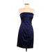 Democracy Cocktail Dress - Sheath Open Neckline Sleeveless: Blue Solid Dresses - Women's Size 6