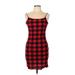 Shein Casual Dress - Bodycon Scoop Neck Sleeveless: Red Print Dresses - Women's Size Large