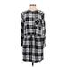 Gap Casual Dress - Shirtdress: Gray Plaid Dresses - Women's Size X-Small