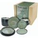 Teller-Set CREATABLE "Nordic Fjord", grün, 18 tlg., Steinzeug, Geschirr-Sets, je 6 Speiseteller 26 cm, Suppenteller 22,5 cm, Dessertteller 19,5 cm