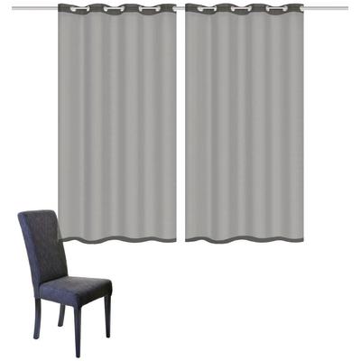 Vorhang HOME BASICS "DOLLY" Gr. 1, grau, B:140cm H:145cm, Voile, Polyester, Gardinen, 2er Pack Ösenschal DOLLY Image