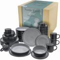 Kombiservice CREATABLE "Nordic Fjord", grau, 30 tlg., Steinzeug, Geschirr-Sets, je 6 Speiseteller, Suppenteller, Dessertteller, Schalen, Kaffeebecher