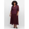 Abendkleid SHEEGO "Große Größen", Damen, Gr. 48, Normalgrößen, lila (aubergine), Obermaterial: 100% Polyester;Futter: 100% Polyester;Spitze: 100% Polyester, unifarben, elegant, figurumspielend lang, V-Ausschnitt, 3/4-Ärmel, Kleider, mit...