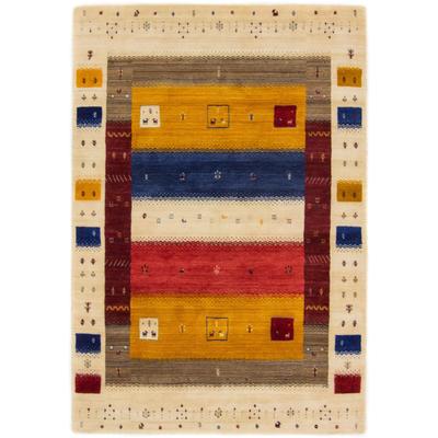 Wollteppich CARPETFINE "Gabbeh Soni", bunt (multi), B:140cm H:15mm L:200cm, Wolle, Teppiche, reine Wolle, sehr weicher Flor, Wohnzimmer Image