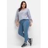 Jeansjeggings SHEEGO "Große Größen", Damen, Gr. 20, Kurzgrößen, blau (blau denim), Obermaterial: 37% Viskose, 34% Baumwolle, 27% Polyester, 2% Elasthan, unifarben, casual, lang, Jeans, Power-Stretch-Qualität
