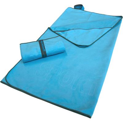 Sporthandtuch DYCKHOFF "Mikrofaser Sporttuch", blau (karibik), B:80cm L:180cm, Microfaser, Obermaterial: 90% Polyester, 10% Polyamid, Handtücher (Packung), auch als 2er Set erhätlich Image