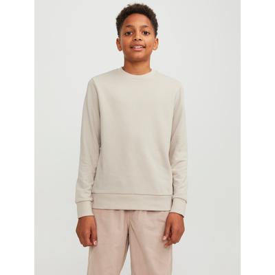 Sweatshirt JACK & JONES JUNIOR "JJEBRADLEY SWEAT CREW NOOS JNR", Jungen, Gr. 152, weiß (moonbeam), angeraute Sweatware, Obermaterial: 61% Polyester, 39% Baumwolle, unifarben, casual, regular fit normal, Rundhals, Langarm Rippbündchen, Sweatshirts Image
