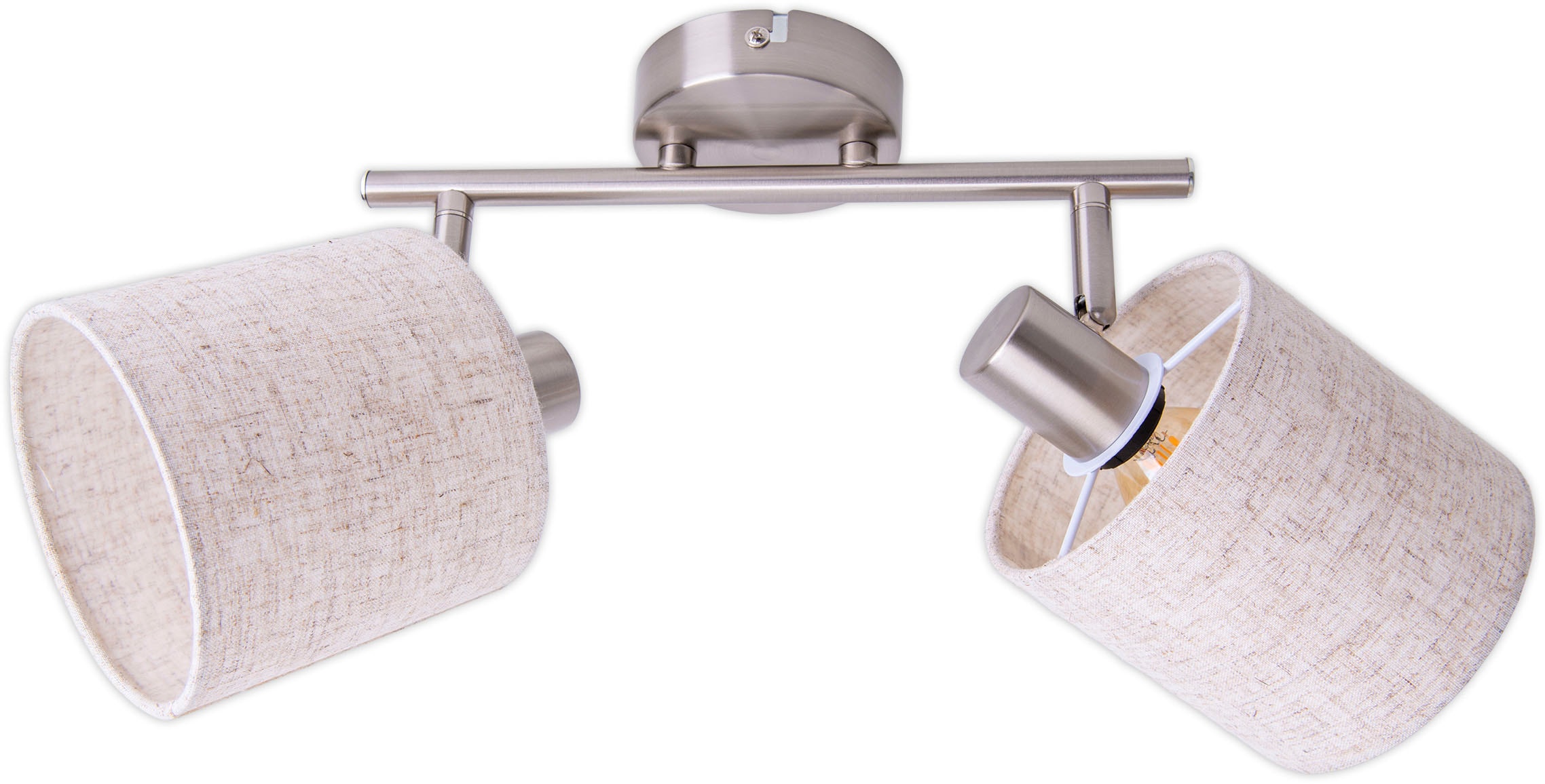 NÄVE Deckenleuchte "Maron", beige (natur), 2, Ø 12cm H: 20,7cm, 1 Stk., Leuchten, 2er Deckenleuchte, Wandleuchte, Spot, 2xE14 max. 40W, Metall/Textil, Deckenspot Image