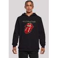 Kapuzenpullover F4NT4STIC "The Rolling Stones Plastered Tongue Washed" Gr. M, schwarz Herren Pullover Kapuzenpullover