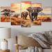 Dakota Fields African Elephant Prairies I - Animals Metal Wall Art Set Metal in Gray/Orange | 32 H x 60 W x 1 D in | Wayfair