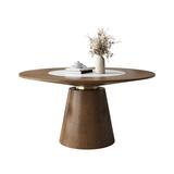 STAR BANNER Built-in Turntable Table Home Nordic Solid Wood Ro Round Dining Table Wood in Brown/White | 29.52 H x 59.05 W x 59.05 D in | Wayfair