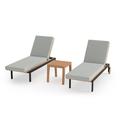 NewAge Products Outdoor Furniture Rhodes Set of 2 Teak Chaise Lounge Chair w/ Cushion & Side Table Wood/Solid Wood in White/Brown | Wayfair 91474