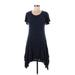 Left Coast by Dolan Casual Dress - A-Line Scoop Neck Short Sleeve: Blue Marled Dresses - Women's Size X-Small