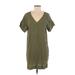 Madewell Casual Dress - Shift V Neck Short sleeves: Green Solid Dresses - New - Women's Size X-Small