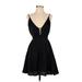Free People Casual Dress - Mini V Neck Sleeveless: Black Print Dresses - Women's Size 0