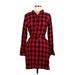 Gap Casual Dress - Mini Collared Long sleeves: Red Print Dresses - Women's Size Medium