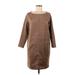 Ann Taylor Casual Dress - Shift Scoop Neck 3/4 sleeves: Brown Solid Dresses - Women's Size 6