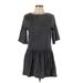 Topshop Casual Dress - Mini Crew Neck 3/4 sleeves: Gray Print Dresses - Women's Size 6