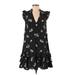 Zimmermann Casual Dress - DropWaist V Neck Sleeveless: Black Floral Dresses - Women's Size 4 Petite
