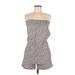 Zara Basic Romper Strapless Sleeveless: Gray Rompers - Women's Size Small