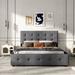 Red Barrel Studio® Ayuda Queen Tufted Storage Standard Bed Upholstered/Linen in Gray | 43.3 H x 65.7 W x 83.1 D in | Wayfair