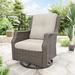 Winston Porter Nawatha Swivel Patio Chair w/ Cushions Wicker/Rattan in Black | 35 H x 30 W x 29 D in | Wayfair 753ECBCA6BC741A49BDAAA87812054F7