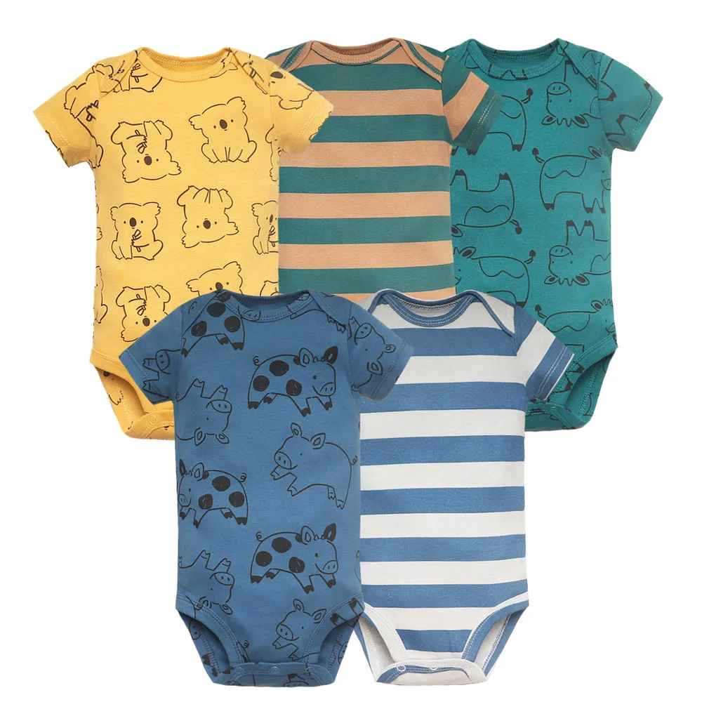 Vêtements pour nouveau-né 100% coton, 5 pièces/lot, pour bébé garçon et fille, body doux à manches courtes, vêtements pour bébé, cadeaux de réception-cadeau pour bébé