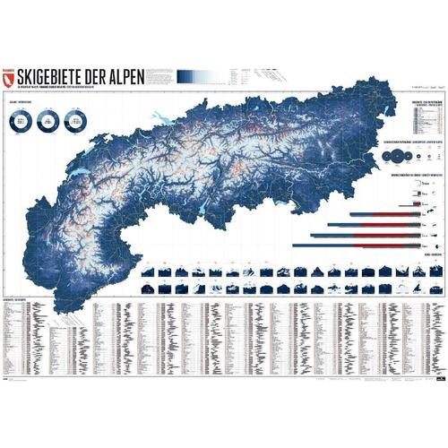 581 Skigebiete Der Alpen - Lana Bragin, Stefan Spiegel, Karte (im Sinne von Landkarte)