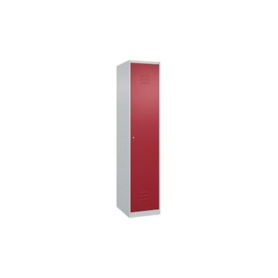 C+P Spind Classic PLUS, 1 Abteil, HxBxT 185x40x50cm, Zylinderschloss, Hellgrau/Rubinrot von PROREGAL Image