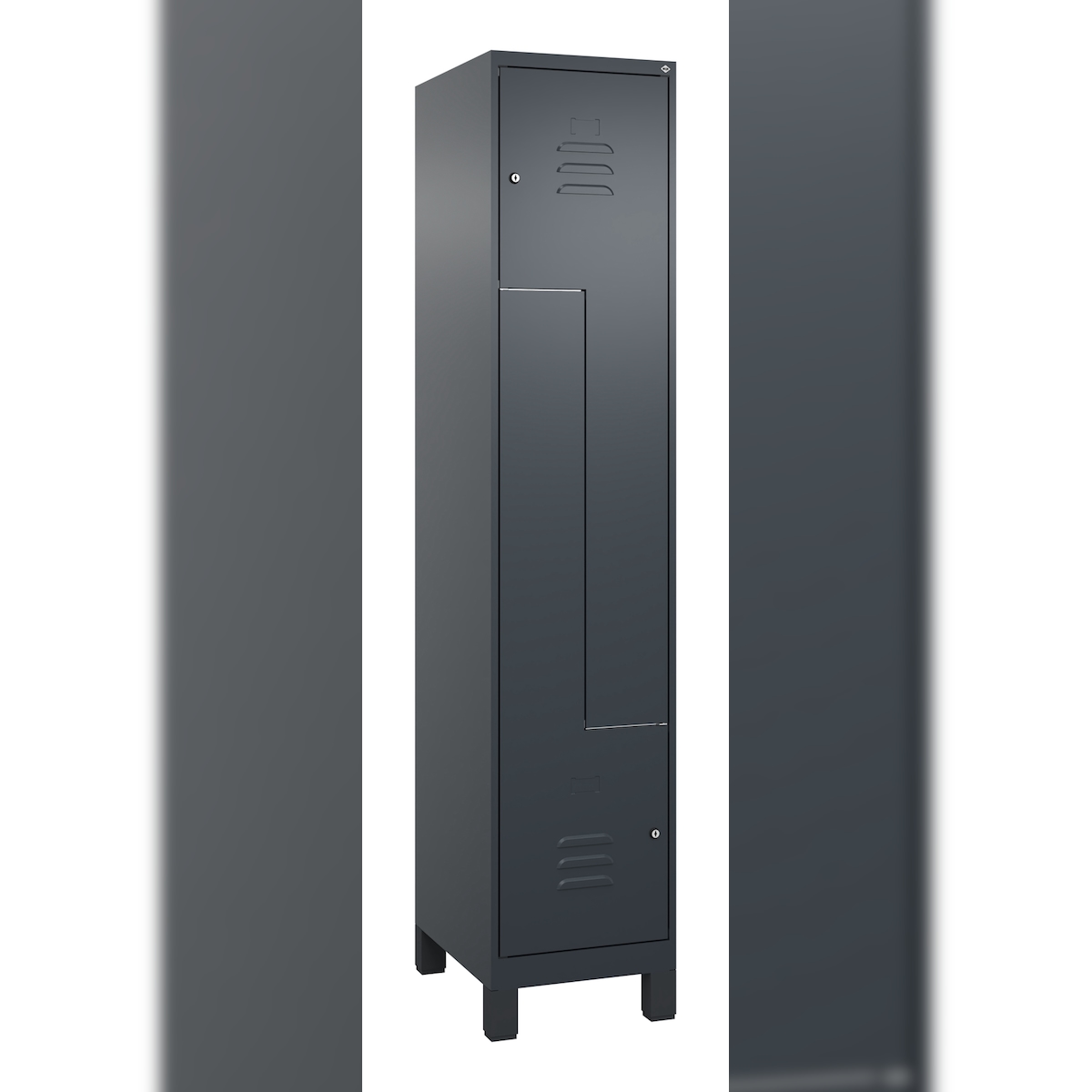 C+P Z-Spind Classic PLUS, Füßen, 2 Abteile, HxBxT 195x40x50cm, Zylinderschloss, Anthrazit von PROREGAL Image