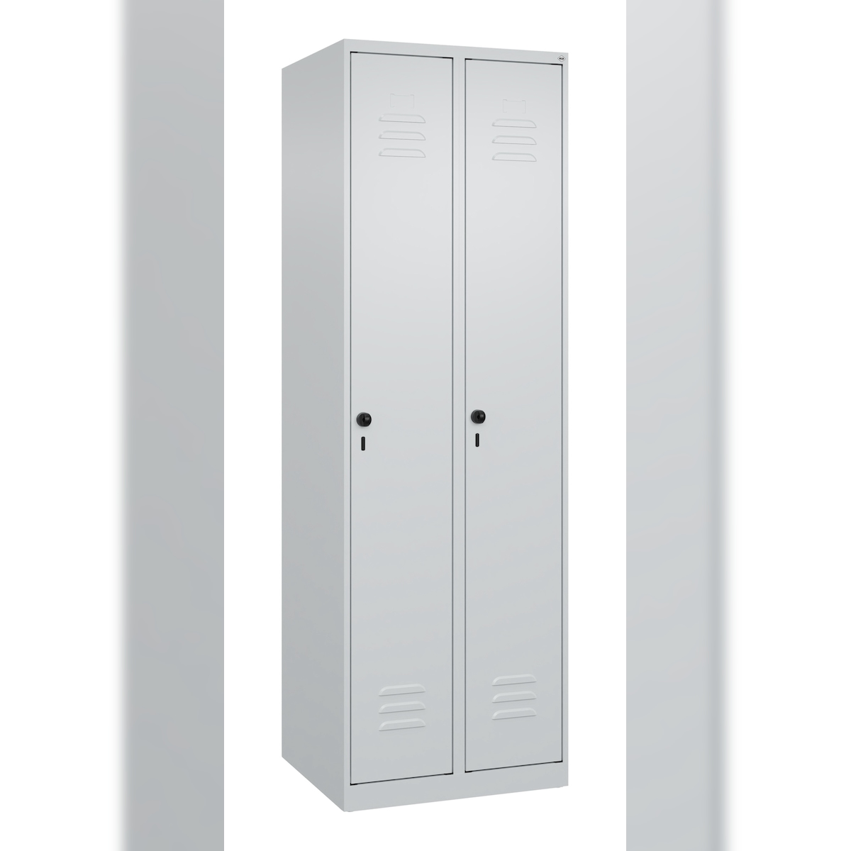 C+P Spind Classic PLUS, 2 Abteile, HxBxT 185x60x50cm, Sicherheitsdrehriegel, Hellgrau/Hellgrau von PROREGAL Image